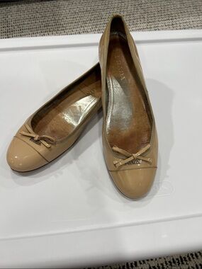 Prada Nude Patent Leather Ballet Flats with Bow